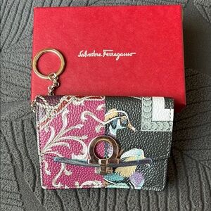 Salvatore Ferragamo Authentic burgundy and Black Key Card Holder